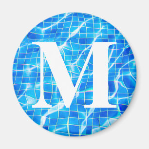 Monogram Monogrammed simming Blue Bassäng Aquatic Magnet