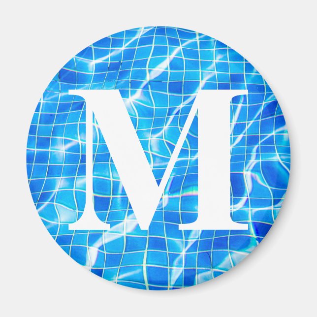 Monogram Monogrammed simming Blue Bassäng Aquatic Magnet (Framsidan)