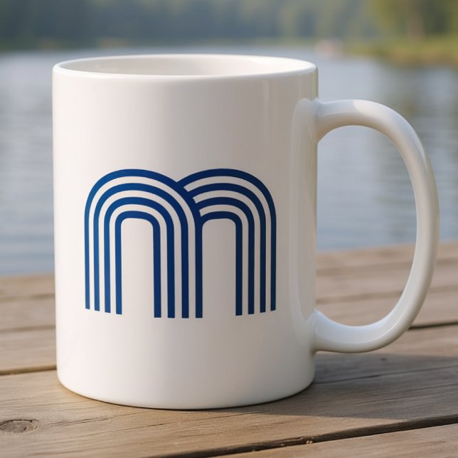 Monogram Monogrammerad Initial Blå Modern Enkel  Kaffemugg (Skapare uppladdad)