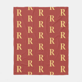 Monogram Mönster Brown Guld Fleecefilt