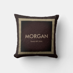 Monogram Mörk Brown Faux Leather Dekorativ kudde