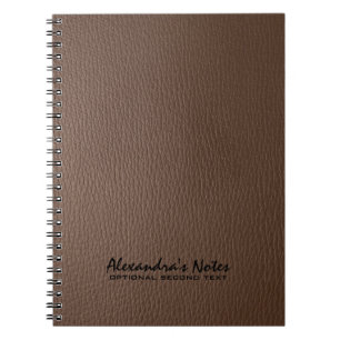 Monogram Mörk Brown Leather Struktur utseende Anteckningsbok Med Spiral
