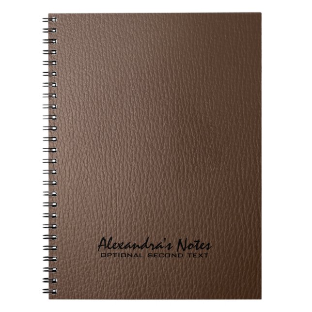 Monogram Mörk Brown Leather Struktur utseende Anteckningsbok Med Spiral (Framsidan)