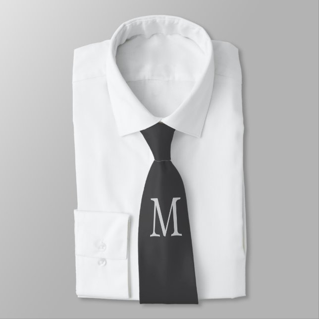 Monogram Mörk Grått Speciell Gift Beloved Slips (Bunden)