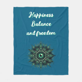 Monogram Mörk grönt Evil Öga Symbol på blått Fleecefilt