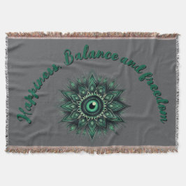 Monogram Mörk grönt Evil Öga Symbol på grått | Filt