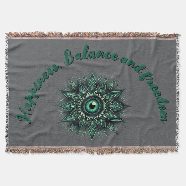 Monogram Mörk grönt Evil Öga Symbol på grått | Filt (Framsidan)