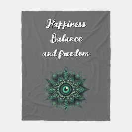 Monogram Mörk grönt Evil Öga Symbol på grått | Fleecefilt