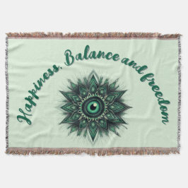 Monogram Mörk grönt Evil Öga Symbol på grönten | Filt