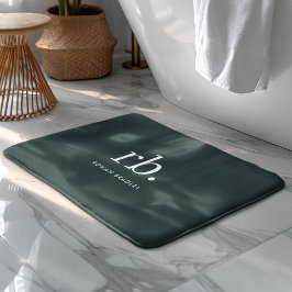 Monogram Mörk grönt Snyggt Modern Minimalist Badrumsmatta