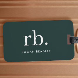 Monogram Mörk grönt Snyggt Modern Minimalist Bagagebricka