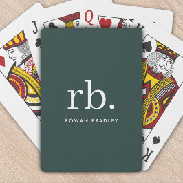 Monogram Mörk grönt Snyggt Modern Minimalist Casinokort
