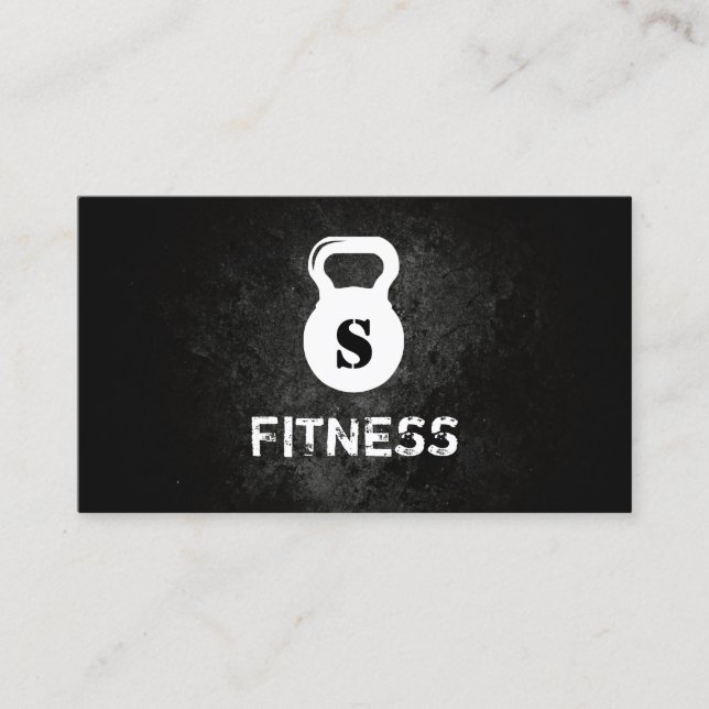 Monogram Mörk Grunge Professionell Fitness Visitkort (Framsida)
