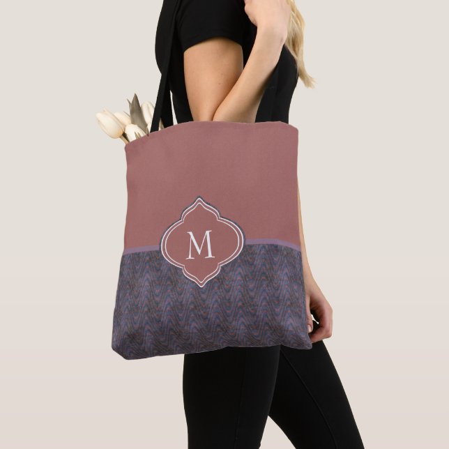 Monogram Mörk Lila Blue Rust Vinkarare Tygkasse (Närbild)
