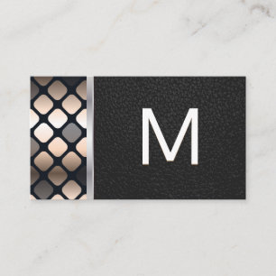 Monogram Mörk Metallic Mönster Svart läder Visitkort