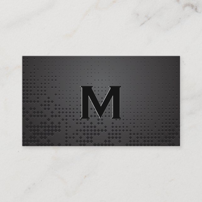 Monogram | Mörk Metallisk Bakgrund Visitkort (Framsida)