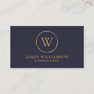 Monogram Mörk Navy Blue Visitkort