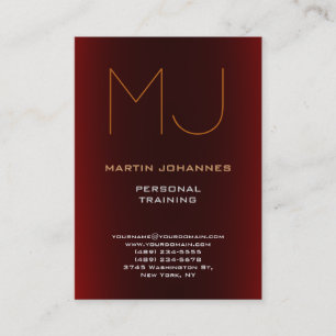 Monogram Mörk Red Sport Personal Trainer Visitkort
