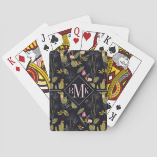 Monogram Mörk Sommarnatt Cactus Mönster Casinokort