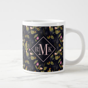 Monogram Mörk Sommarnattkaktus Mönster Jumbo Mugg