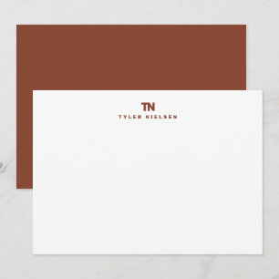 Monogram Mörk Terrakotta Typografi Anteckningskort