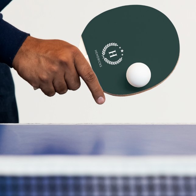 Monogram Mörkgrön Stilren Modern Minimalistisk Pingisracket (Insitu)