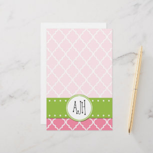 Monogram - Moroccan Trellis, Latticwork - Rosa Brevpapper