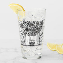 Monogram Mors dag Blommigt Art Glass Tumbler