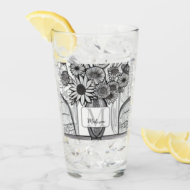 Monogram Mors dag Blommigt Art Glass Tumbler Glaskopp (Framsida Ice)