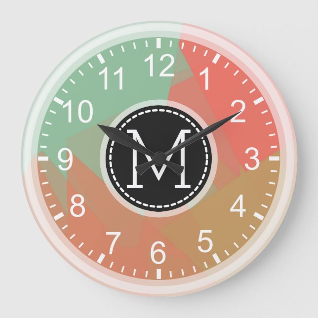 Monogram mosaic Modern Pop Colorful #2 Stor Klocka (Framsida)