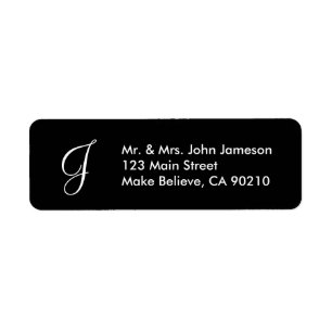 Monogram Mr & Mrs. - Svart adressetikett mall Returadress Etikett