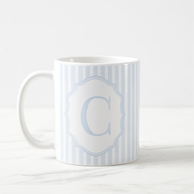 Monogram Mug Letter C, Blue Striped Kaffemugg (Vänster)