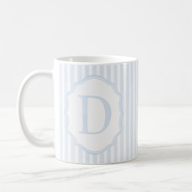 Monogram Mug Letter D, Blue Striped Kaffemugg (Vänster)