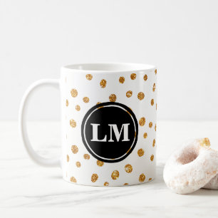Monogram mugg guld Glitter