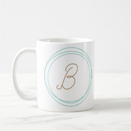Monogram Mugg i Teal/Guld