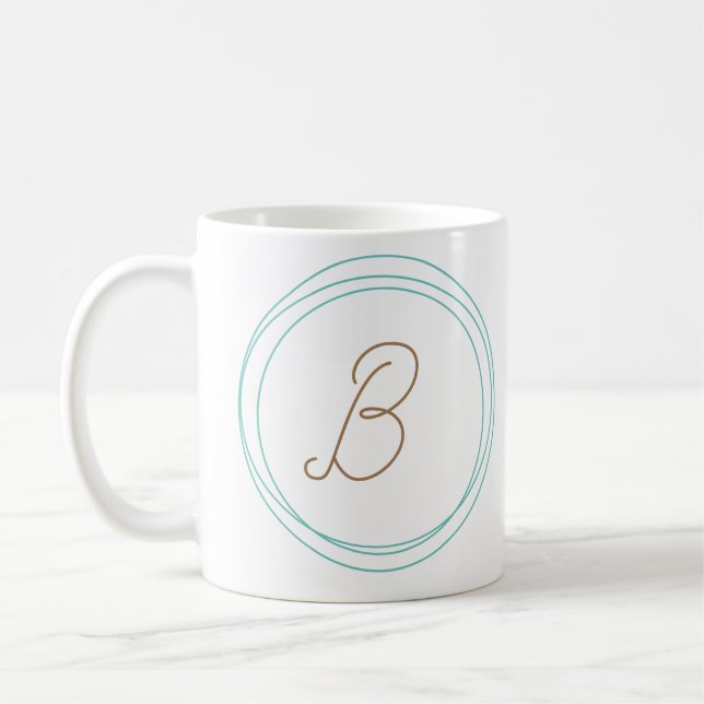 Monogram Mugg i Teal/Guld (Vänster)