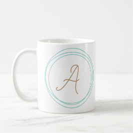 Monogram Mugg i Teal/Guld