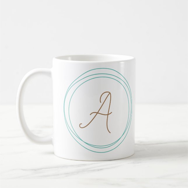 Monogram Mugg i Teal/Guld (Vänster)