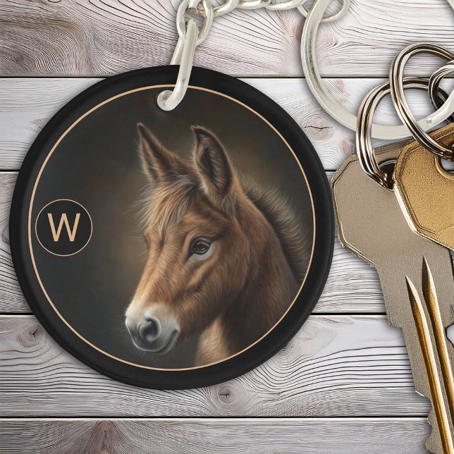 Monogram Mule Equine Porträttmall (Monogram Mule Equine Portrait Template Keychain)