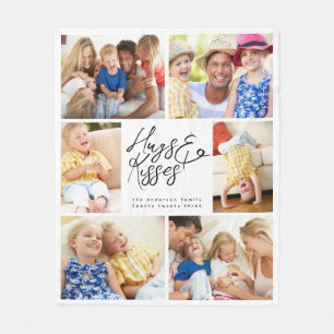 Monogram multifoto Collage Hugs & Kisses Fleecefilt