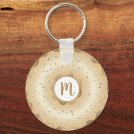 Monogram munnötfolie guld, skript gigantisk lyx nyckelring