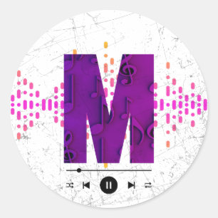 Monogram Music Brev M Runt Klistermärke