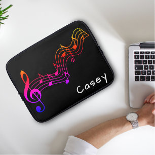 Monogram Music Colorful Black Simple Laptop Fodral