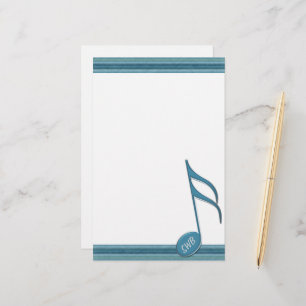 Monogram Music Note och Rand i Blå nyans Brevpapper