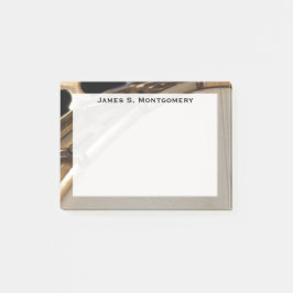 Monogram Music White och Guld Banjo Post-it Block