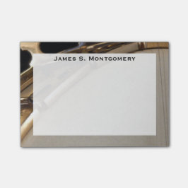 Monogram Musik Vit och Guld Banjo Post-it Block