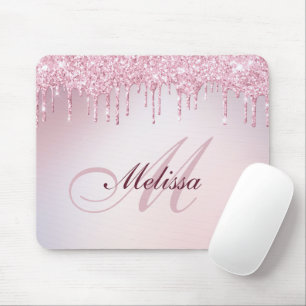 Monogram musknapp för ro lila glitter musmatta