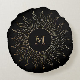 Monogram My Sol och Måne Celestial Guld Black Rund Kudde