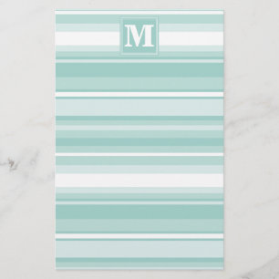 Monogram mynta grönt rand brevpapper