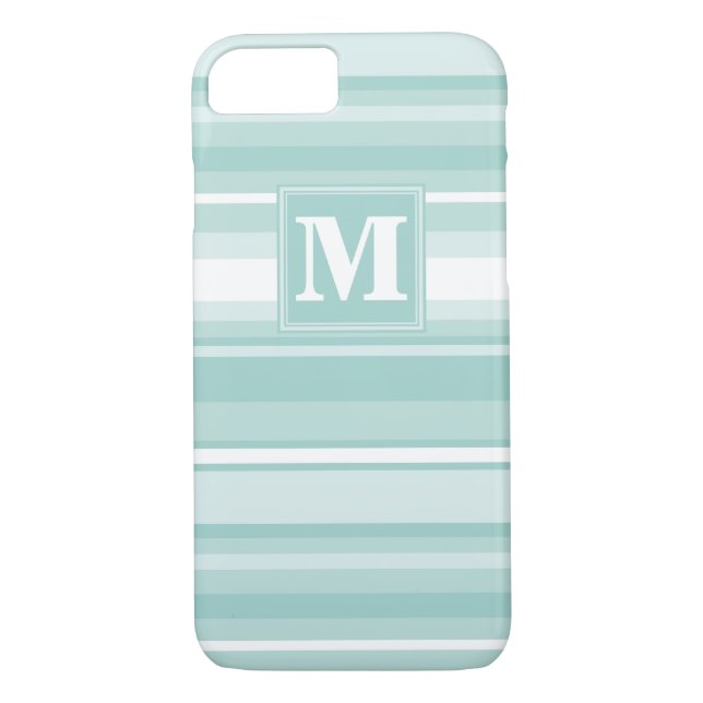 Monogram mynta grönt rand Case-Mate iPhone skal (Baksida)